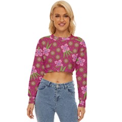 Flower Background Pattern Pink Lightweight Long Sleeve Sweatshirt