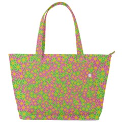 Pink Flower Background Green Pattern Back Pocket Shoulder Bag 