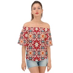 Geometric Pattern Seamless Abstract Off Shoulder Short Sleeve Top by Ravend