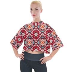 Geometric Pattern Seamless Abstract Mock Neck T-shirt