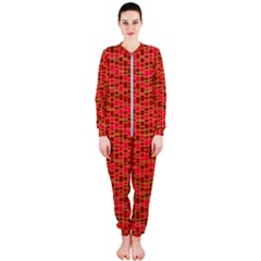 Geometry Background Red Rectangle Pattern Onepiece Jumpsuit (ladies) by Ravend