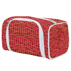 Geometry Background Red Rectangle Pattern Toiletries Pouch by Ravend