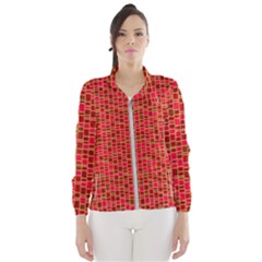 Geometry Background Red Rectangle Pattern Women s Windbreaker by Ravend