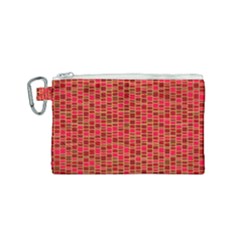 Geometry Background Red Rectangle Pattern Canvas Cosmetic Bag (small)