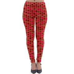 Geometry Background Red Rectangle Pattern Lightweight Velour Leggings by Ravend