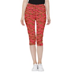Geometry Background Red Rectangle Pattern Inside Out Lightweight Velour Capri Leggings  by Ravend