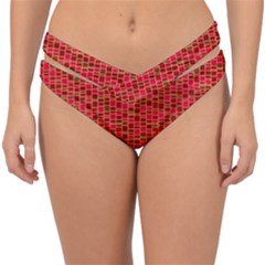 Geometry Background Red Rectangle Pattern Double Strap Halter Bikini Bottoms by Ravend