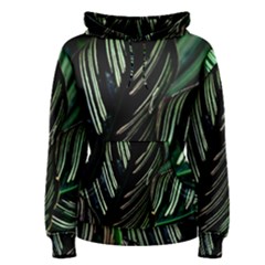 Calathea Leaves Strippe Line Women s Pullover Hoodie