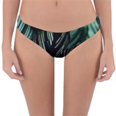 Calathea Leaves Strippe Line Reversible Hipster Bikini Bottoms