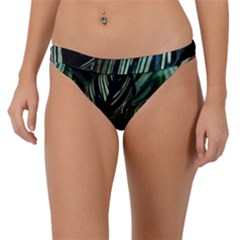 Calathea Leaves Strippe Line Band Bikini Bottoms