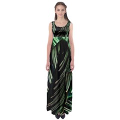 Calathea Leaves Strippe Line Empire Waist Maxi Dress