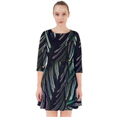 Calathea Leaves Strippe Line Smock Dress by Ravend