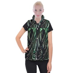 Calathea Leaves Strippe Line Women s Button Up Vest