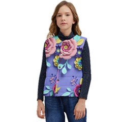 3d Flowers Pattern Flora Background Kid s Button Up Puffer Vest	 by Bedest