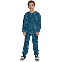 Space Seamless Pattern Kids  Sweatshirt Set