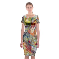 Abstract Background Pattern Classic Short Sleeve Midi Dress