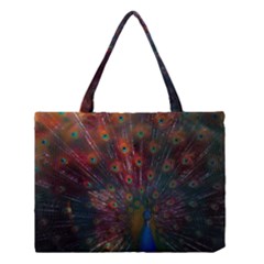 Peacock Feather Bird Medium Tote Bag by Bedest