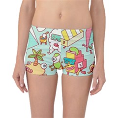 Summer Up Cute Doodle Boyleg Bikini Bottoms