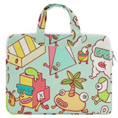 Summer Up Cute Doodle Macbook Pro 16  Double Pocket Laptop Bag 