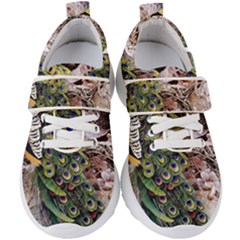 Japanese Painting Flower Peacock Kids  Velcro Strap Shoes