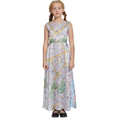 London City Map Kids  Satin Sleeveless Maxi Dress