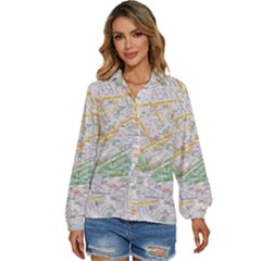 London City Map Women s Long Sleeve Button Up Shirt