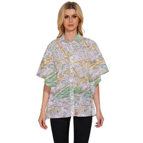 London City Map Women s Batwing Button Up Shirt by Bedest