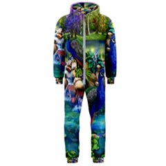 Peacocks  Fantasy Garden Hooded Jumpsuit (men)