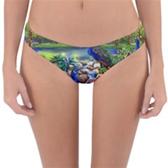 Peacocks  Fantasy Garden Reversible Hipster Bikini Bottoms by Bedest