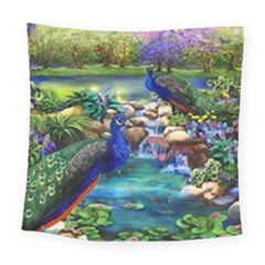 Peacocks  Fantasy Garden Square Tapestry (large)