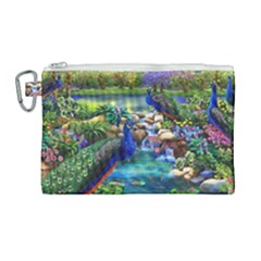 Peacocks  Fantasy Garden Canvas Cosmetic Bag (large) by Bedest