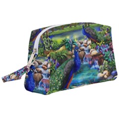 Peacocks  Fantasy Garden Wristlet Pouch Bag (large)