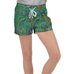 Peacock Paradise Jungle Women s Velour Lounge Shorts