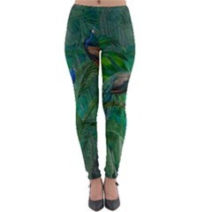 Peacock Paradise Jungle Lightweight Velour Leggings by Bedest