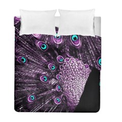 Purple Peacock Duvet Cover Double Side (full/ Double Size) by Bedest