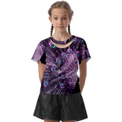 Purple Peacock Kids  Front Cut T-shirt