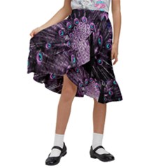 Purple Peacock Kids  Ruffle Flared Wrap Midi Skirt by Bedest