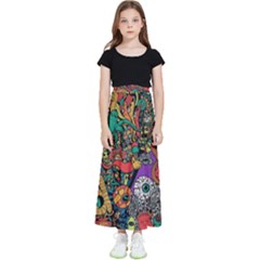 Cute Cartoon Doodle Kids  Flared Maxi Skirt