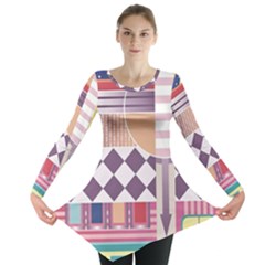 Abstract Shapes Colors Gradient Long Sleeve Tunic 