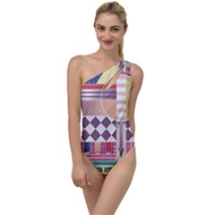 Abstract Shapes Colors Gradient To One Side Swimsuit