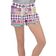 Abstract Shapes Colors Gradient Women s Velour Lounge Shorts