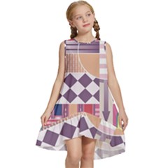Abstract Shapes Colors Gradient Kids  Frill Swing Dress