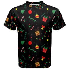 Christmas Pattern Texture Colorful Wallpaper Men s Cotton T-shirt