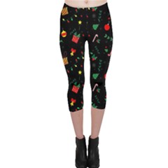 Christmas Pattern Texture Colorful Wallpaper Capri Leggings 