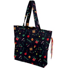 Christmas Pattern Texture Colorful Wallpaper Drawstring Tote Bag