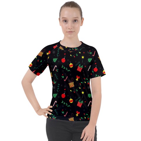 Christmas Pattern Texture Colorful Wallpaper Women s Sport Raglan T-shirt by Ravend