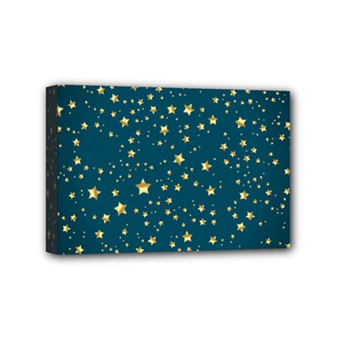 Star Golden Pattern Christmas Design White Gold Mini Canvas 6  X 4  (stretched)