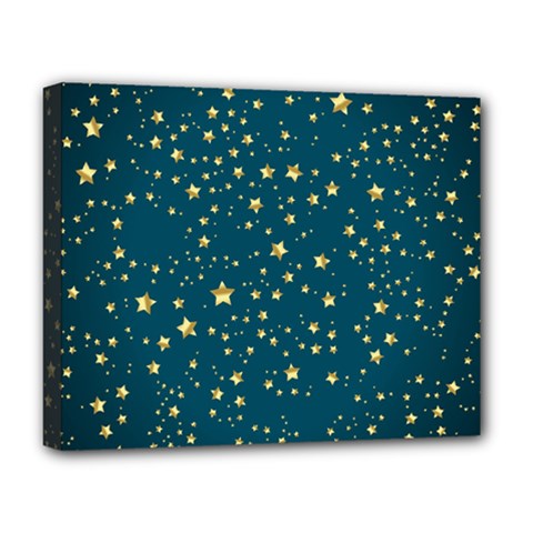 Star Golden Pattern Christmas Design White Gold Deluxe Canvas 20  X 16  (stretched)