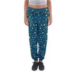 Star Golden Pattern Christmas Design White Gold Women s Jogger Sweatpants