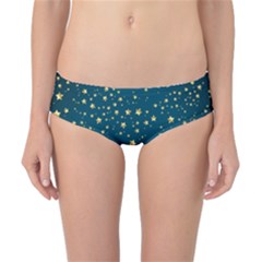 Star Golden Pattern Christmas Design White Gold Classic Bikini Bottoms by Ravend